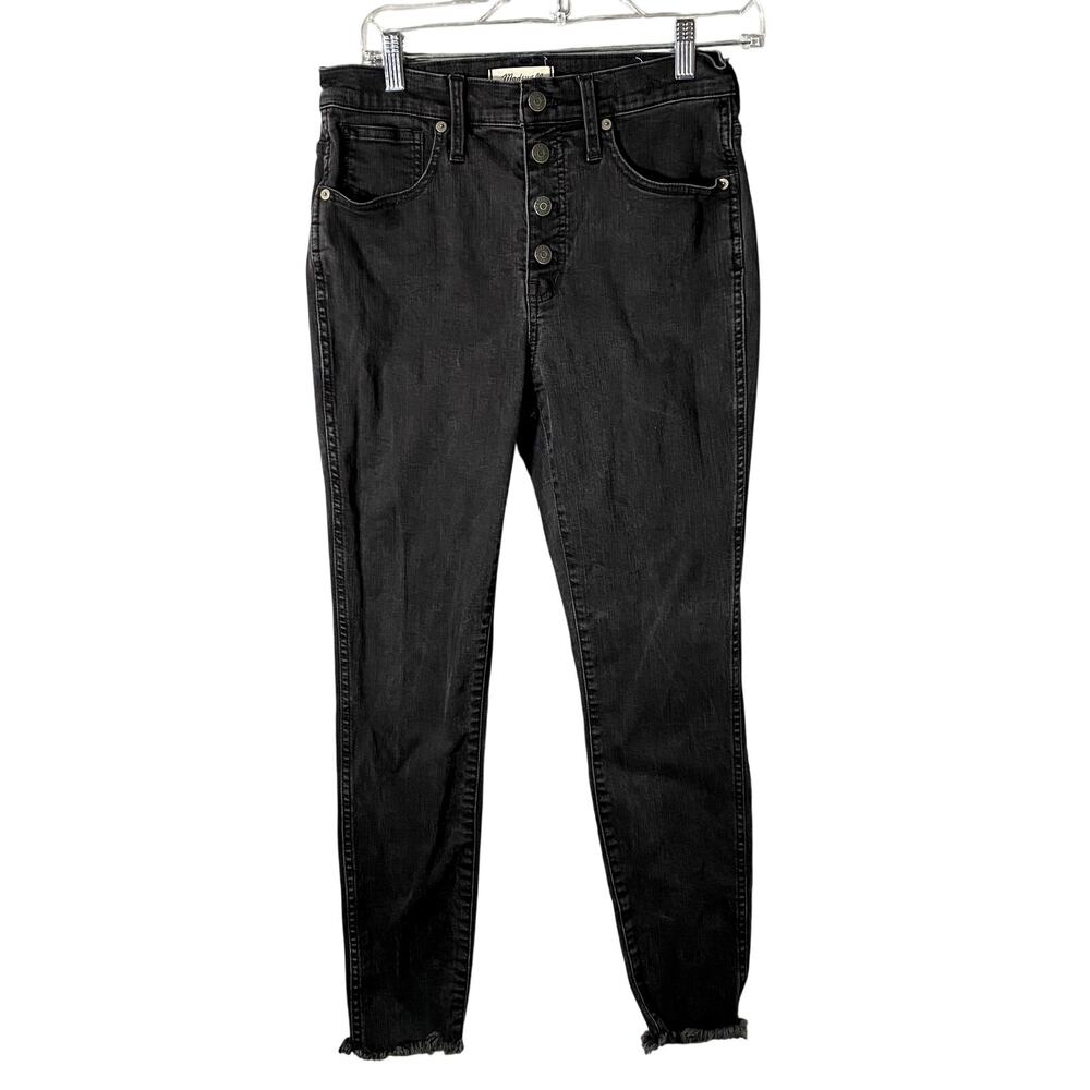 Madewell 10" High Rise Button Fly Raw Hem Black Jeans Pants Womans Size 28